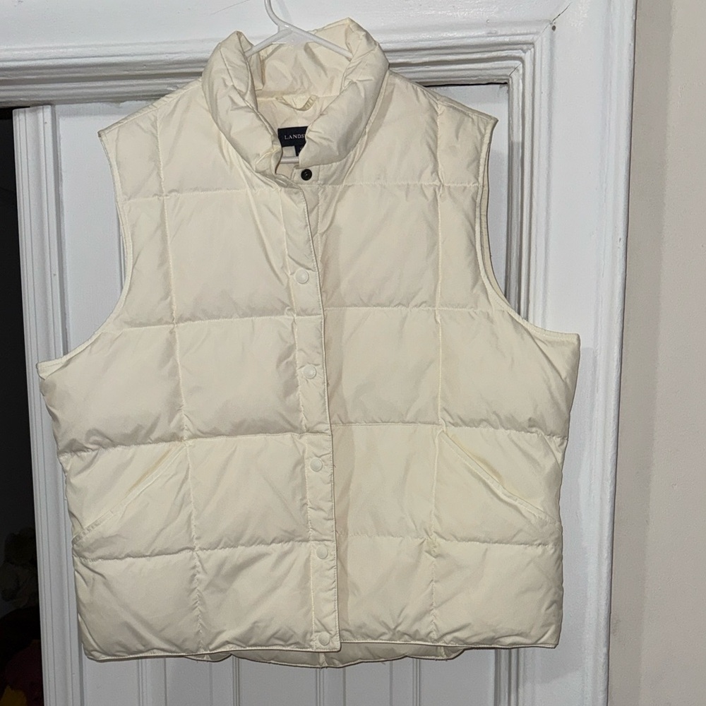 Lands' End Women's Ivory Puffer Vest - Picture 10 of 12
